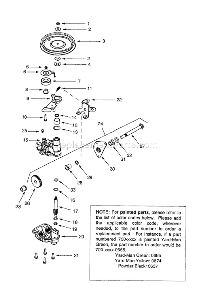 Page E Diagram and Parts List for 12AE999M401 2001 Yard Man Lawn Mower